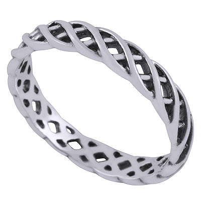 Beautiful Pattern On Plain 925 Sterling Solid Silver Ring - R5600506-1