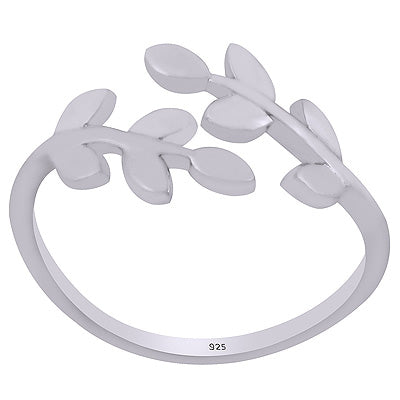Gorgeous Leaves Around Plain 925 Sterling Solid Silver Rings - R5600509-1