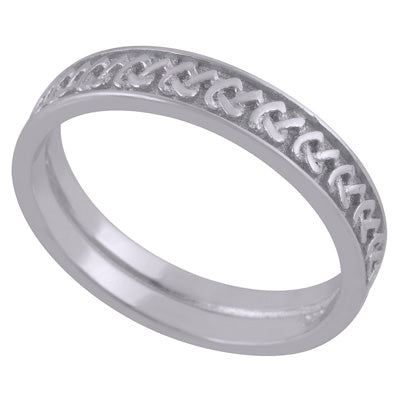 Stunning Texture Engraved Around Plain 925 Sterling Solid Silver Ring - R5600548-2