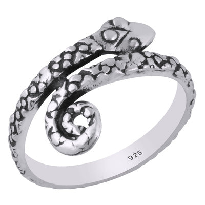 Alluring Oxidised Snake Plain 925 Sterling Solid Silver Ring - R5600554-1