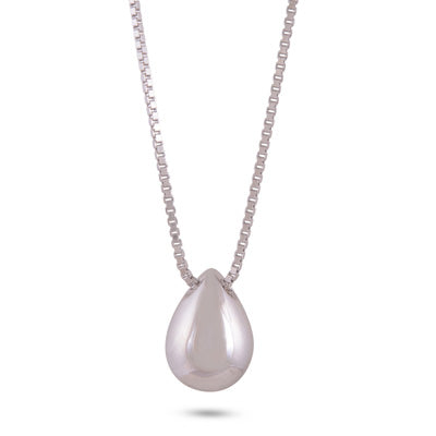 Gorgeous Pear Shaped Plain 925 Sterling Solid Silver Necklaces - R5800114-1