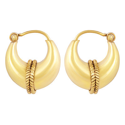 Authentic Wire Work 0.25 Micron Gold Plating Bali 925 Sterling Solid Silver Hoops Earrings - R6078-1