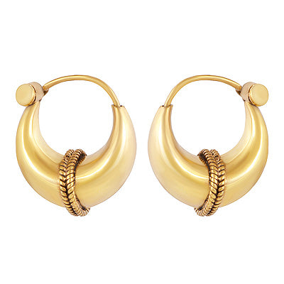 Authentic Wire Work 0.25 Micron Gold Plating Bali 925 Sterling Solid Silver Hoops Earrings - R6079-1