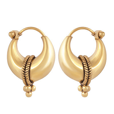 Authentic Handmade Wire & Rawa Design 0.25 Micron Gold Plating Bali 925 Sterling Solid Silver Hoops Earrings - R6080-1