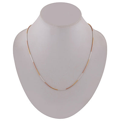 Unique Three Toned 925 Sterling Silver Two Micron White Rose Yellow Gold Plated Plain Bold Italian ( Snake Chain ) - R60800022-1