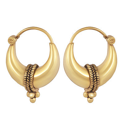 Authentic Handmade Wire & Rawa Design 0.25 Micron Gold Plating Bali 925 Sterling Solid Silver Hoops Earrings - R6081-1