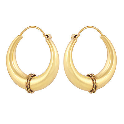 Authentic Wire Work 0.25 Micron Gold Plating Bali 925 Sterling Solid Silver Hoops Earrings - R6085-1