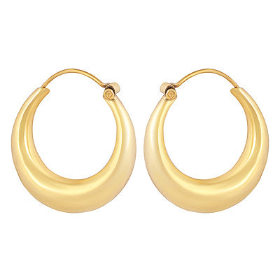 Beautiful 0.25 Micron Gold Plating Bali Plain 925 Sterling Solid Silver Hoops Earrings - R6086-1