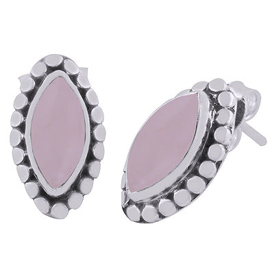925 Sterling Silver Rose Quartz Stud Earrings - R6100019-13