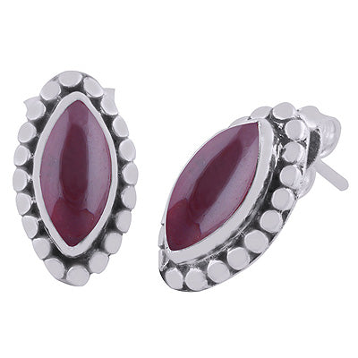925 Sterling Silver Garnet Stud Earrings - R6100019-2