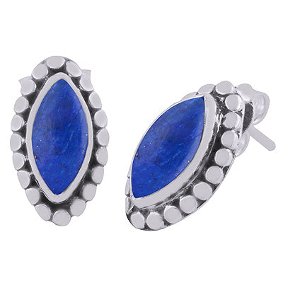 925 Sterling Silver Lapis Stud Earrings - R6100019-6