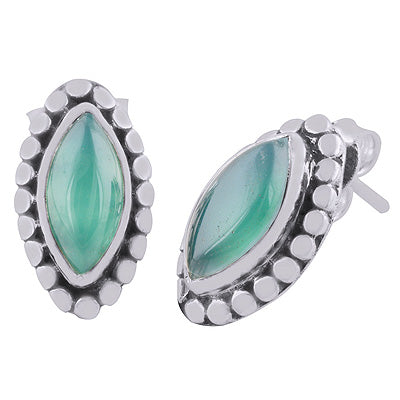 925 Sterling Silver Green Onyx Stud Earrings - R6100019-8