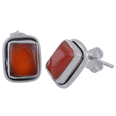 925 Sterling Silver Carnelian Stud Earrings - R6100021-5
