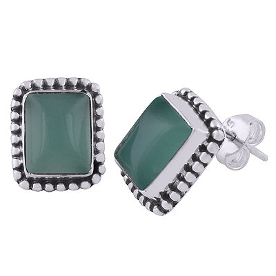 Aqua Chalcedony 925 Sterling Silver Studs - R6100022-8