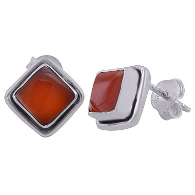 925 Sterling Silver Carnelian Stud Earrings - R6100027-11