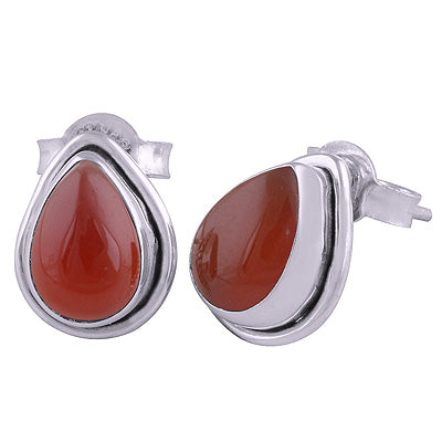 925 Sterling Silver Carnelian Stud Earrings - R6100034-44