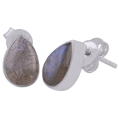 Beautiful Plain Labradorite Pear Shape 925 Sterling Solid Silver Studs Earrings - R6100108-110