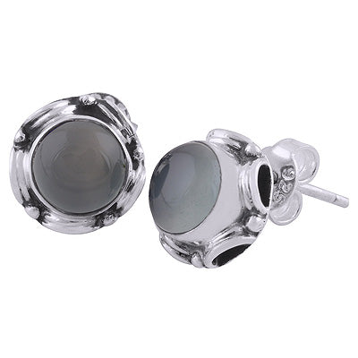 925 Sterling Silver Aqua Chalcedony Stud Earrings - R6100159-10