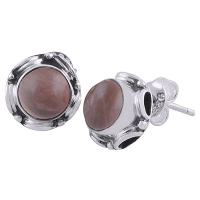 925 Sterling Silver Rose Quartz Stud Earrings - R6100159-13