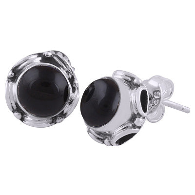 925 Sterling Silver Black Onyx Stud Earrings - R6100159-14