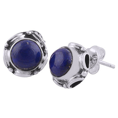 925 Sterling Silver Lapis Stud Earrings - R6100159-6