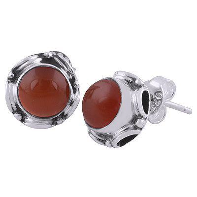 925 Sterling Silver Carnelian Stud Earrings - R6100159-7