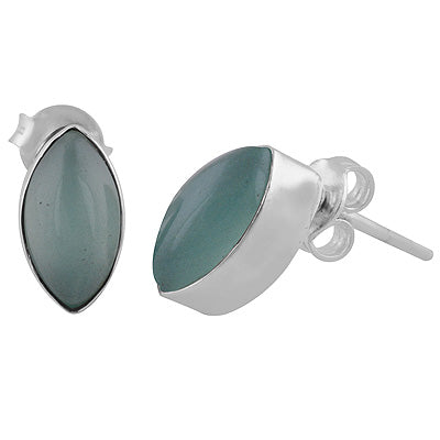Aqua Chalcedony 925 Sterling Silver Studs - R6100199-198