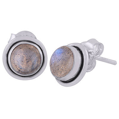 Gorgeous Gemstones Around Labradorite Round Shape 925 Sterling Solid Silver Stud Earrings - R6100200-160