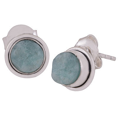 Gorgeous Plain Wire Work Around Amazonite Round Shape 925 Sterling Solid Silver Studs Earrings - R6100348-10