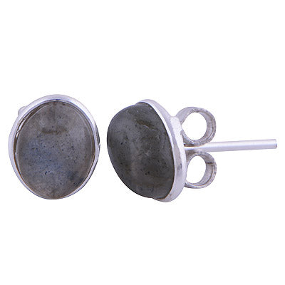 Alluring Minimal Labradorite Oval Shape 925 Sterling Solid Silver Studs Earrings - R6100370-198