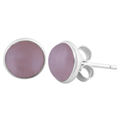 Alluring Minimal Rose Quartz Round Shape 925 Sterling Solid Silver Studs Earrings - R6100371-132