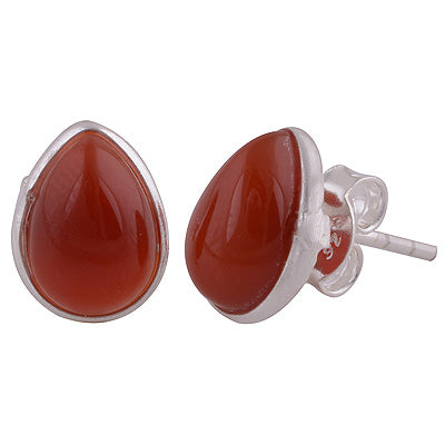 Alluring Minimal Carnelian Pear Shape 925 Sterling Solid Silver Studs Earrings - R6100372-181