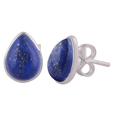 Alluring Minimal Lapis Pear Shape 925 Sterling Solid Silver Studs Earrings - R6100372-23