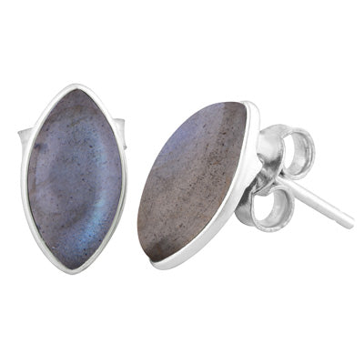 Alluring Minimal Labradorite Marquise Shape 925 Sterling Solid Silver Studs Earrings - R6100373-19