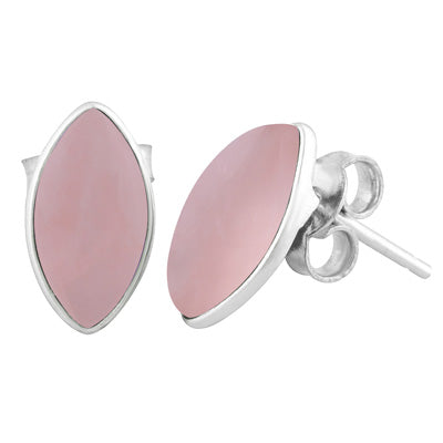 Alluring Minimal Rose Quartz Marquise Shape 925 Sterling Solid Silver Studs Earrings - R6100373-24