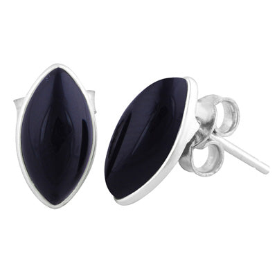 Alluring Minimal Black Onyx Marquise Shape 925 Sterling Solid Silver Studs Earrings - R6100373-27