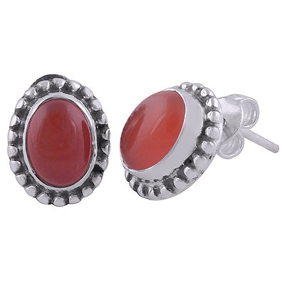 925 Sterling Silver Carnelian Stud Earrings - R6100397-53