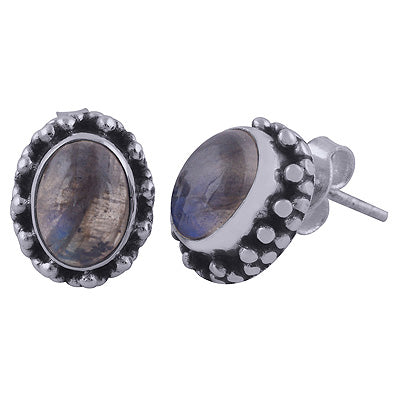 925 Sterling Silver Labradorite Stud Earrings - R6100407-24