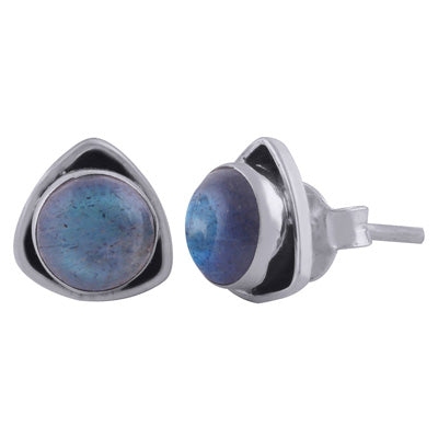 Gorgeous Gemstone Around Labradorite Round Shape 925 Sterling Solid Silver Stud Earrings - R6100446-109
