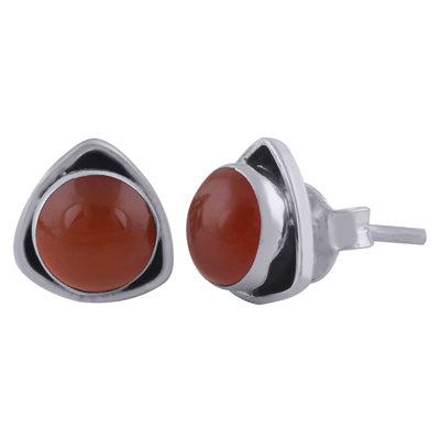 Gorgeous Gemstone Around Carnelian Round Shape 925 Sterling Solid Silver Stud Earrings - R6100446-116