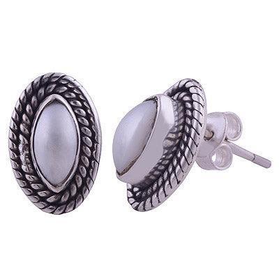 925 Sterling Silver Pearl Stud Earrings - R6100458-1