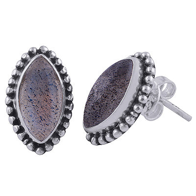 925 Sterling Silver Labradorite Stud Earrings - R6100501-15