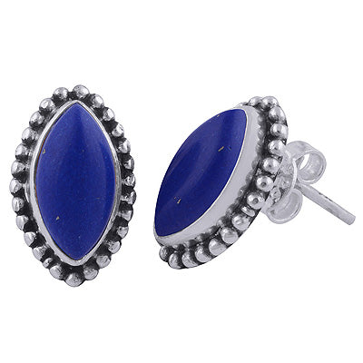 925 Sterling Silver Lapis Stud Earrings - R6100501-17