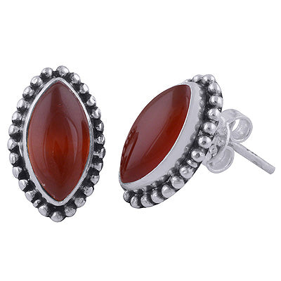 925 Sterling Silver Carnelian Stud Earrings - R6100501-20