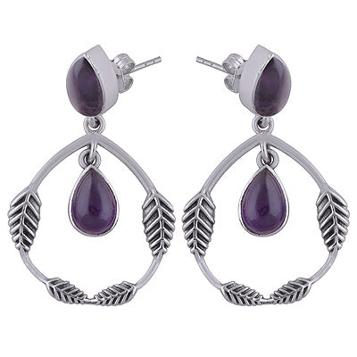 925 Sterling Silver Amethyst Stud Earrings - R6100509-1