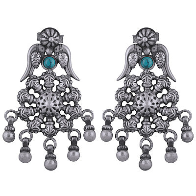 925 Sterling Silver Turquoise Stud Earrings - R6100510-1