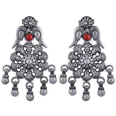 925 Sterling Silver Coral Stud Earrings - R6100510-3