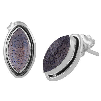 Stunning Oxidised Gemstones Around Labradorite Marquise Shape 925 Sterling Solid Silver Studs Earrings - R6100512-13