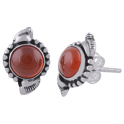 925 Sterling Silver Carnelian Stud Earrings - R6100546-7