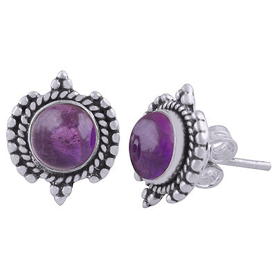 925 Sterling Silver Amethyst Stud Earrings - R6100548-1